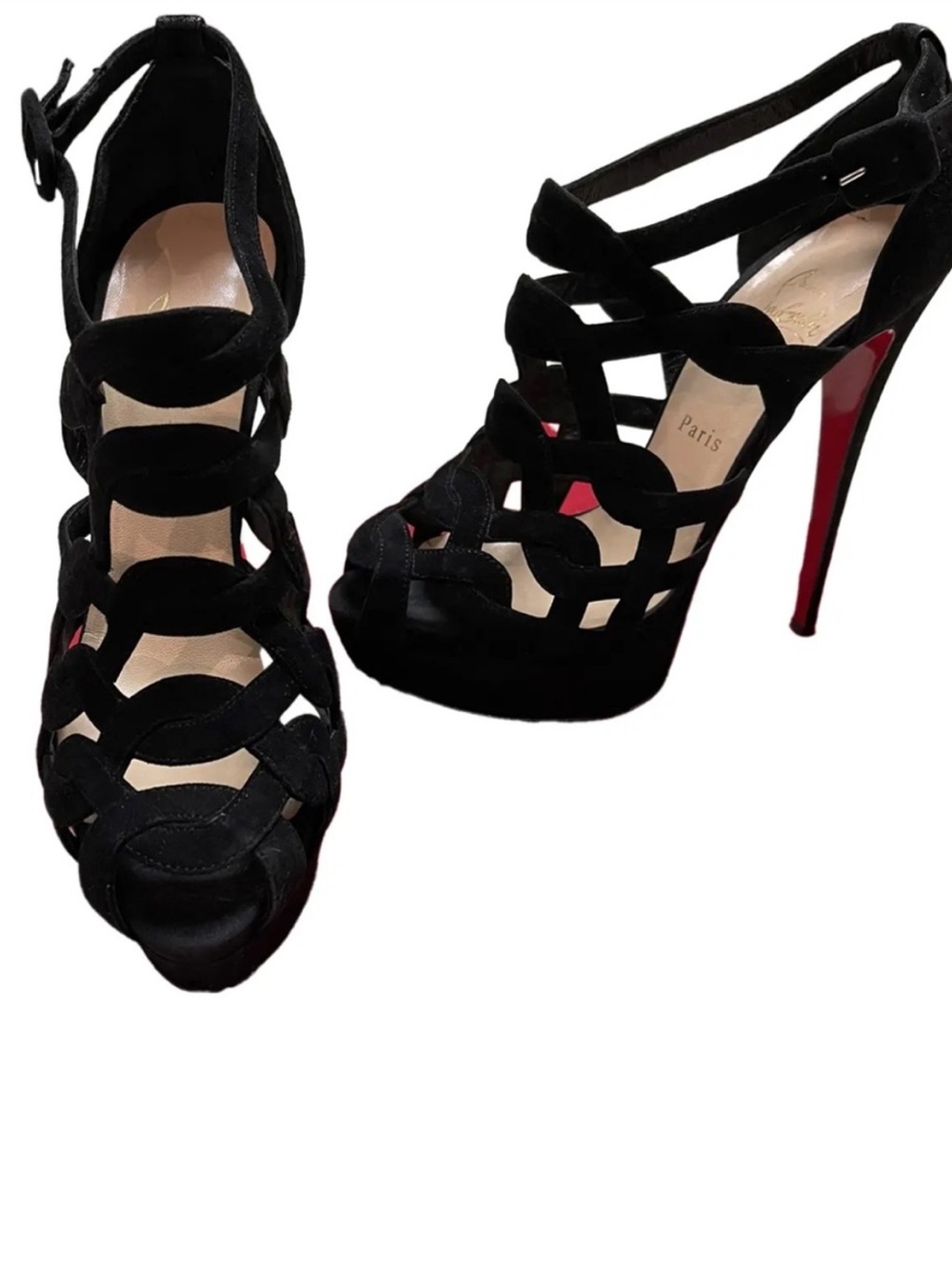 Christian Louboutin Black Suede Stilettos